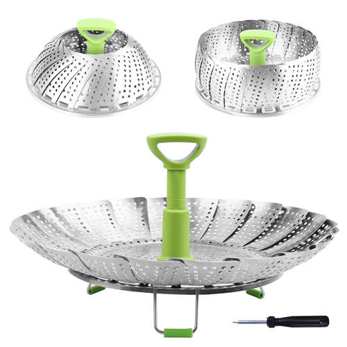 Steamer Basket Stainless Steel Vegetable Steamer Basket Folding Steamer Insert for Veggie Fish Seafood Cooking, Expandable to Fit Various Size Pot (7.1