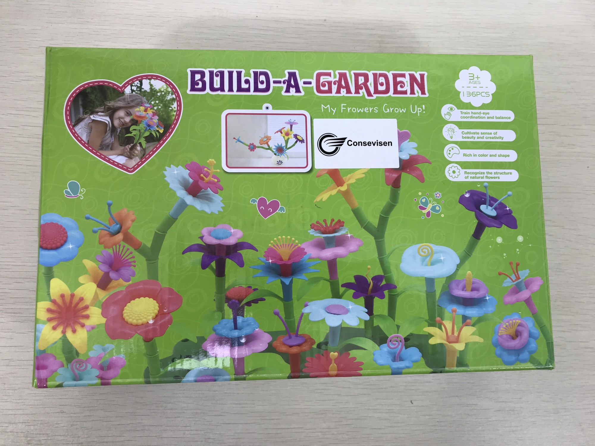 Consevisen Flower Garden Building Set for Girls - Educational Toy and Preschool Activity Kit with Storage Case and Stacking Game